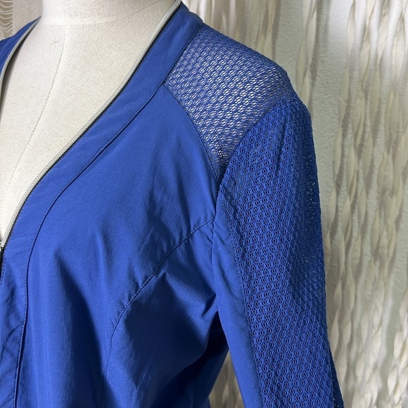 Anatomie Mokai Stretch Woven Mesh Zip Cardigan in Blue Size Large - Picture 3 of 9